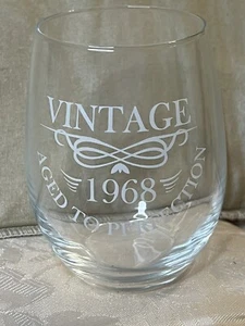 Vintage 1968 Aged To Perfection Weinglas 55. Geburtstag Geschenk oder 56. oder Weihnachten - Bild 1 von 5