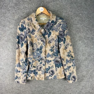 L.K Bennett Blazer Jacket Womens Size UK 8 Ivory Floral Chunky Buttons Wool - Picture 1 of 12