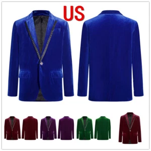 Boys Kids Velvet Blazer Formal Suit One Button Notch Lapel Tuxedo Jacket Gift - Picture 1 of 50