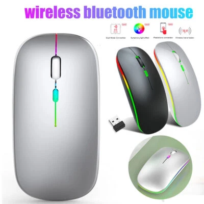 PC Maus Kabellos Bluetooth und Funk für Computer Laptop MAC Andoid Aufladbar LED - Bild 1 von 4
