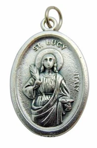 Saint Lucy Medal 3/4 Inch Metal Catholic Saint Pendant Gift Made in Italy - Picture 1 of 1