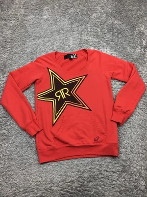 Fox Sweatshirt Womens Size Medium Red Rockstar With Pocket - Image 1 of 4