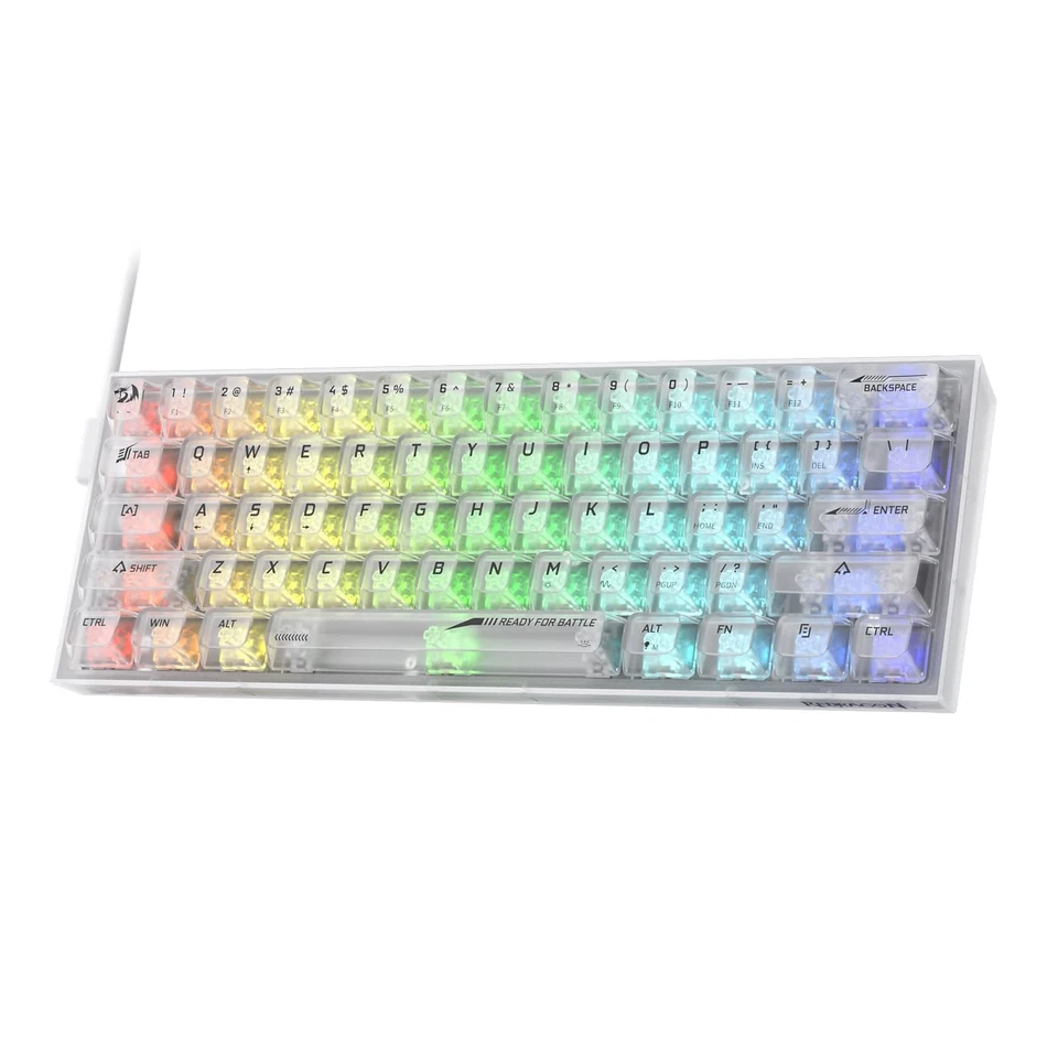 Redragon K617 SE 60% Wired RGB Gaming Keyboard, 61 Keys Compact Full-Transparent - Image 1 of 4
