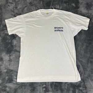 Vintage Sony T Shirt 80s Recording Media Video White Screen Stars XL - Picture 1 of 7