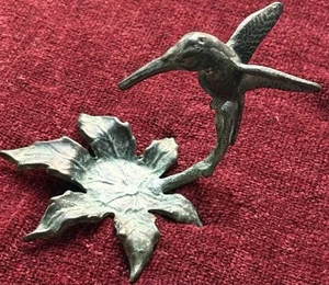 Hummingbird Flight Sculpture Bronze Verdigris Art Tray Dish Butterfly Puddler - Picture 1 of 7