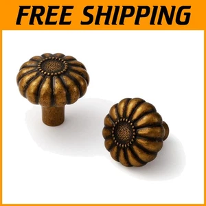 Zinc Alloy Cabinet Knobs 10-Pack Antique Brass Kitchen Pulls - Picture 1 of 9