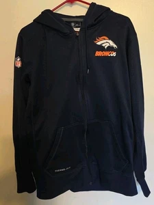 Sudadera con Capucha Nike Denver Broncos Manga Larga Para Hombre L Calce Térmico Cremallera Completa NFL En el Campo - Imagen 1 de 4