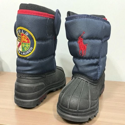 Polo Ralph Lauren Negro y Azul Marino Hamilten II EZ Niño Pequeño Botas de Nieve Fácil de Usar Talla 6 Foto 1 de 4