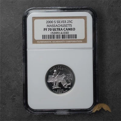 2000-S Proof Silver Massachusetts State Quarter 25C - NGC PF70 UCAM - San Fran - Image 1 of 2