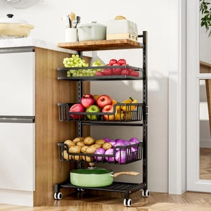 Fruit Basket Kitchen Cart - 5 Tier Adjustable Vegetable Storage Rack, Large C... - Picture 1 of 8