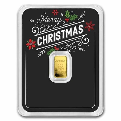 1/2 gram Gold Bar - APMEX (w/Black Merry Christmas Card, In TEP) - Image 1 of 4