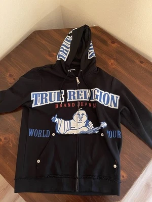 Size L - True Religion Black Zip Hoodie - Image 1 of 2