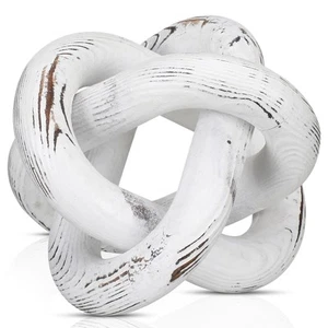 3 Link Wood Knot Decor - Hand Carved Coffee Table Decoration, Boho Chain Link... - Picture 1 of 7