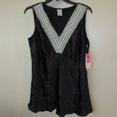 NWT Vtg Y2K Old Navy Maternity 100% Silk Black Beige Lace Babydoll Tank Top sz L - Image 1 of 4