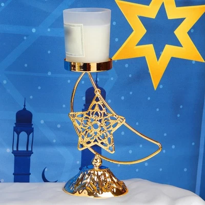 Eid Mubarak Tealight Candle Holder Table Decor Dinner Moon Star Candle Stand - Image 1 of 4