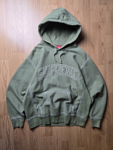 Felpa con cappuccio Supreme Big Stitch taglia M verde ottime condizioni