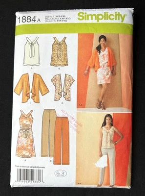 Simplicity 1884 Misses Dress-Top-Pants-Kimono  2012 Pattern size XXS-XXL Uncut - Image 1 of 2