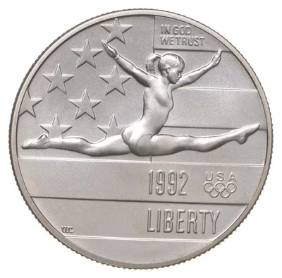 1992-P Unc BU Olympic Gymnastics Commemorative Half Dollar *8653 - Image 1 of 3