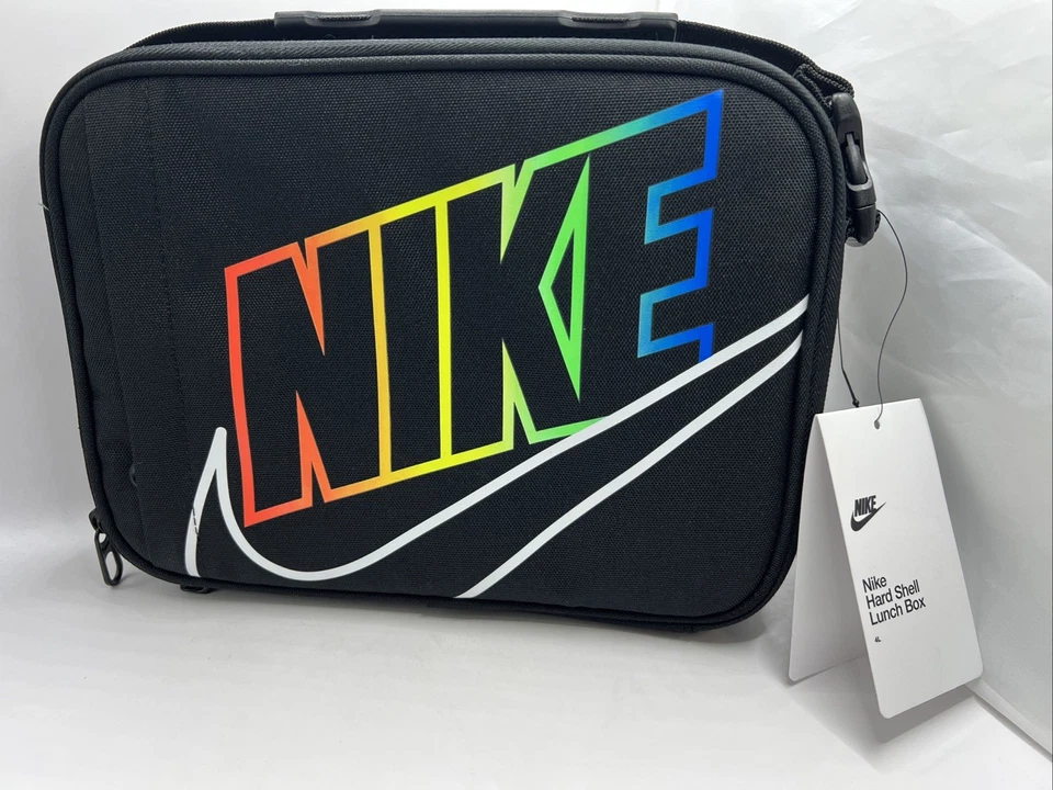 Nike Futura Fuel Pack Insulated Hard Shell Lunch Box Tote Bag Black Rainbow