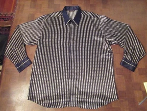 Barcelino hand-made Italian-made silk black gold button-front shirt 2XL - Picture 1 of 4