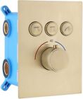 Modern Push-Button 3 Way Thermostatic Shower Diverter Valve Concealed Brass