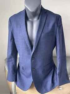 Daniel Hechter Paris Herren 100% Wolle Sport Mantel 42R blau kariert Jacke Fensterscheibe - Bild 1 von 6