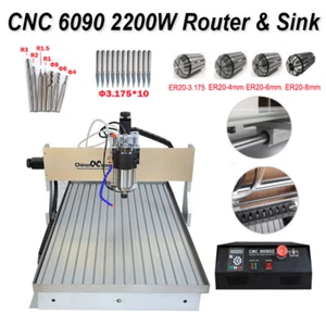 CNC 6090 Router Milling Engraving Machine 3axis 2200W DIY Cutting Machine&Sink - Picture 1 of 11