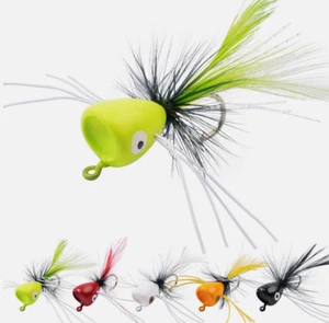 20Pcs Floating Popper Jig head Fly Dry Flies Fishing Lure Panfish Bluegill - Picture 1 of 24