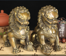 Antique bronze Door Fengshui Guardion Fu Foo Dogs Lion Statue Lions Pair