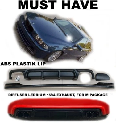 BMW E39 M5 FRONT BUMPER Lip Spoiler splitter CSL ABS plast + rear diffuser sport - Image 1 of 4