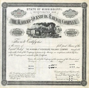 18__ Alabama & Vicksburg RW Aktienzertifikat - Bild 1 von 1