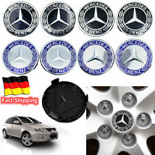 Produktbild - New 4 x für Mercedes-Benz 75mm Schwarz/Glanz/Chrom Nabendeckel Nabenkappen