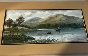 Antigua pintura en acuarela original de J B Russell pintor escocés con barcos - Imagen 1 de 14