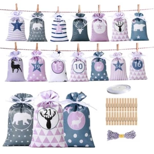 Advent Calendar for Filling 24 Advent Calendar Bag DIY Christmas Decorations - Picture 1 of 8