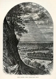 Vista New Haven Connecticut, América histórica, grabado antiguo de 1874 - Imagen 1 de 4