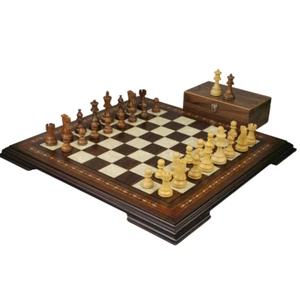 Walnut Chess Set Walnut 20 Inch with Helena Chess Board and Weighted Sheesham At - Picture 1 of 11