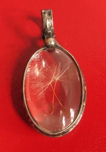 STUNNING VINTAGE SEED POD ENCASED IN GLASS STERLING SILVER STATEMENT PENDANT !! - Picture 1 of 3