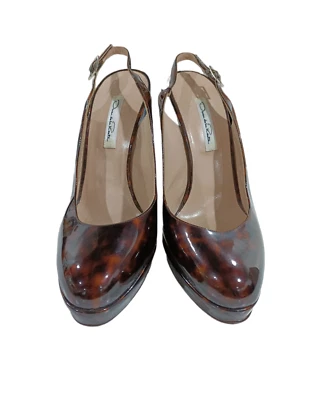 Oscar De La Renta Brown Eam Platform Pumps Designer High Heels Auth - Image 1 of 4