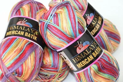 100gGarn Himalaya MERCAN BATIK,100%Micro Dralon Acrylic,farbenfroh strickenwolle