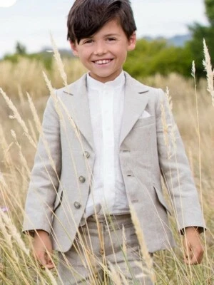 Pili Carrera 男孩亚麻西装外套 5 码全新带标签 276 美元 — 第 1/4 张图片