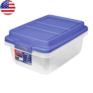 18 Qt Clear Plastic Storage Bin Stackable Container with Lid Clothes Organizer - Picture 1 of 10