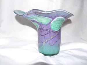Vintage DON BAGWELL Studio Art Glas Freiform Taschentuch Vase SIGNIERT - Bild 1 von 7