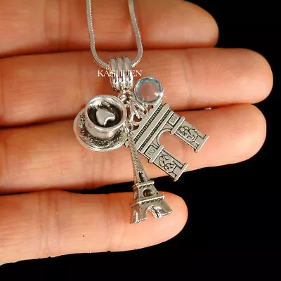 Eiffelturm Arc De Triomphe Kaffee ~ Halskette Europa Reise Französisch Paris - Bild 1 von 4