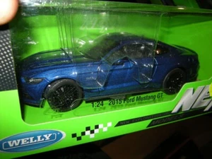 1:24 Welly Ford Mustang GT 2015 azul/azul en embalaje original - Imagen 1 de 1