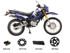 Heavy Duty Chain & Sprockets Set BLACK to fit GY125 Enduro - Picture 1 of 3