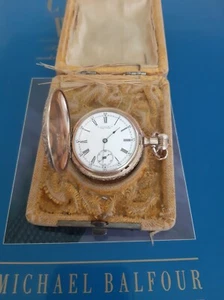 U.S. Watch Co. (Waltham, Mass) Grade 65 6s Hunting Fancy Gold GF Case RUNS w BOX - Picture 1 of 12