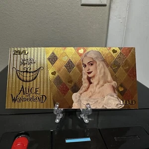 24k Gold Foil Plated The White Queen Alice In Wonderland banknote Disney Collect - Picture 1 of 3