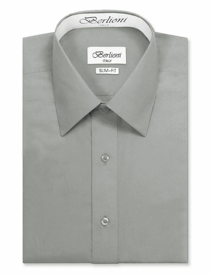 Berlioni Italy Men's Slim-Fit Premium French Convertible Cuff Solid Dress Shirt - Image 1 of 1