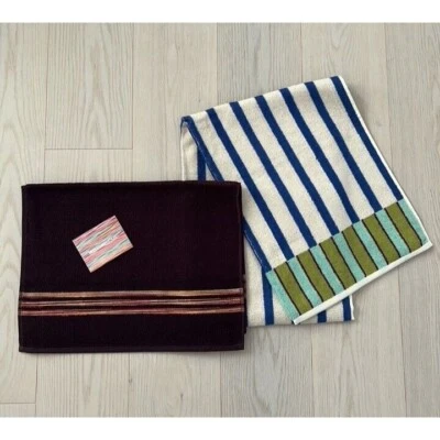 MISSONI HOME GUEST & HAND TOWEL SET OF 2 PEZZI STRIPE TERRY COTTON ITALY - Image 1 of 4