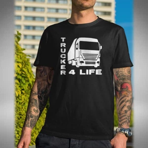 Trucker 4 Life Men's T-Shirt Lorry Heavy Goods Truck Driver Trucker Small to 5XL - Picture 1 of 5
